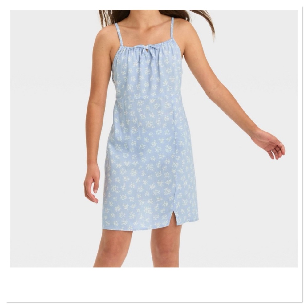 Girl’s Light Blue Floral Cami Dress art class
